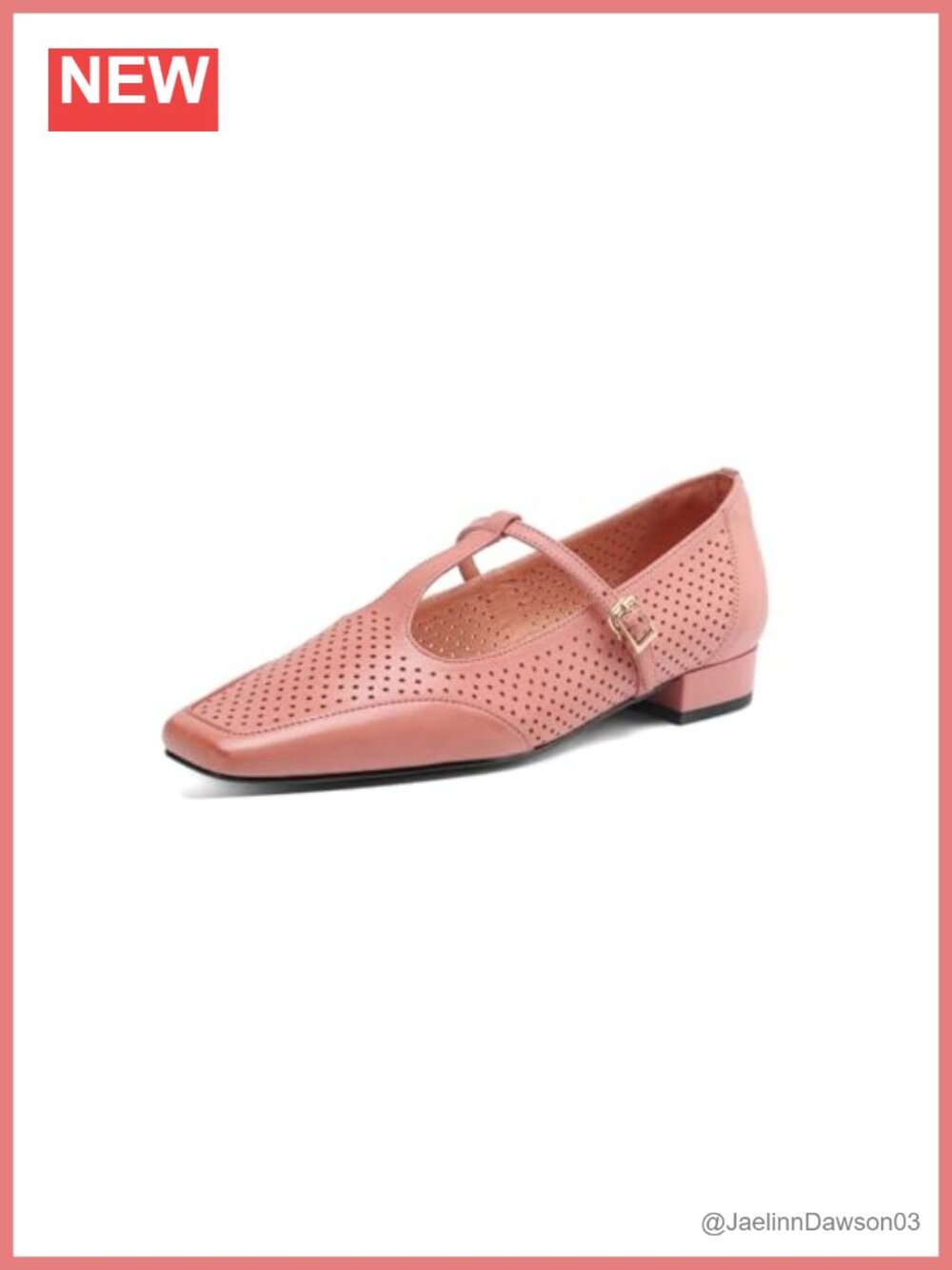 Genuine Leather T-Strap Square Toe Women's Flats Comfortable Slip Resistant